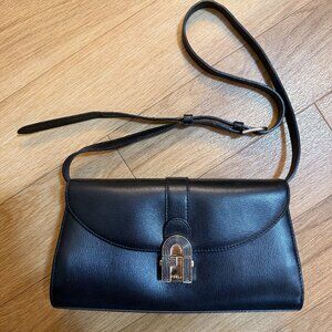 Furla 1927 Opera black leather shoulder bag gold hardware